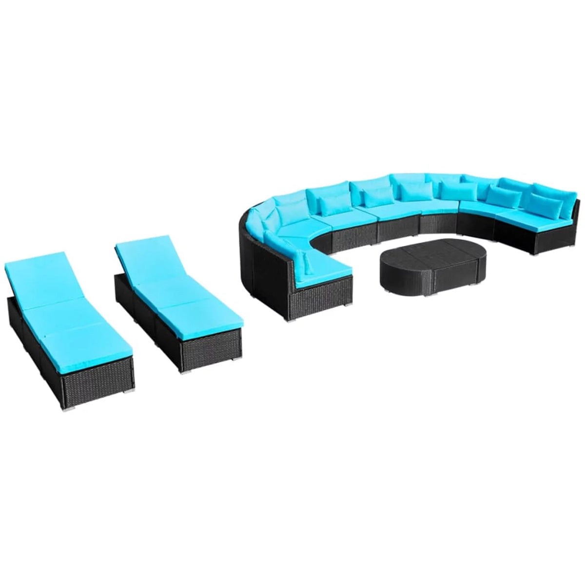 13 Piece Poly Rattan Outdoor Sofa Set with Chaise Loungers and Coffee Table Z84569