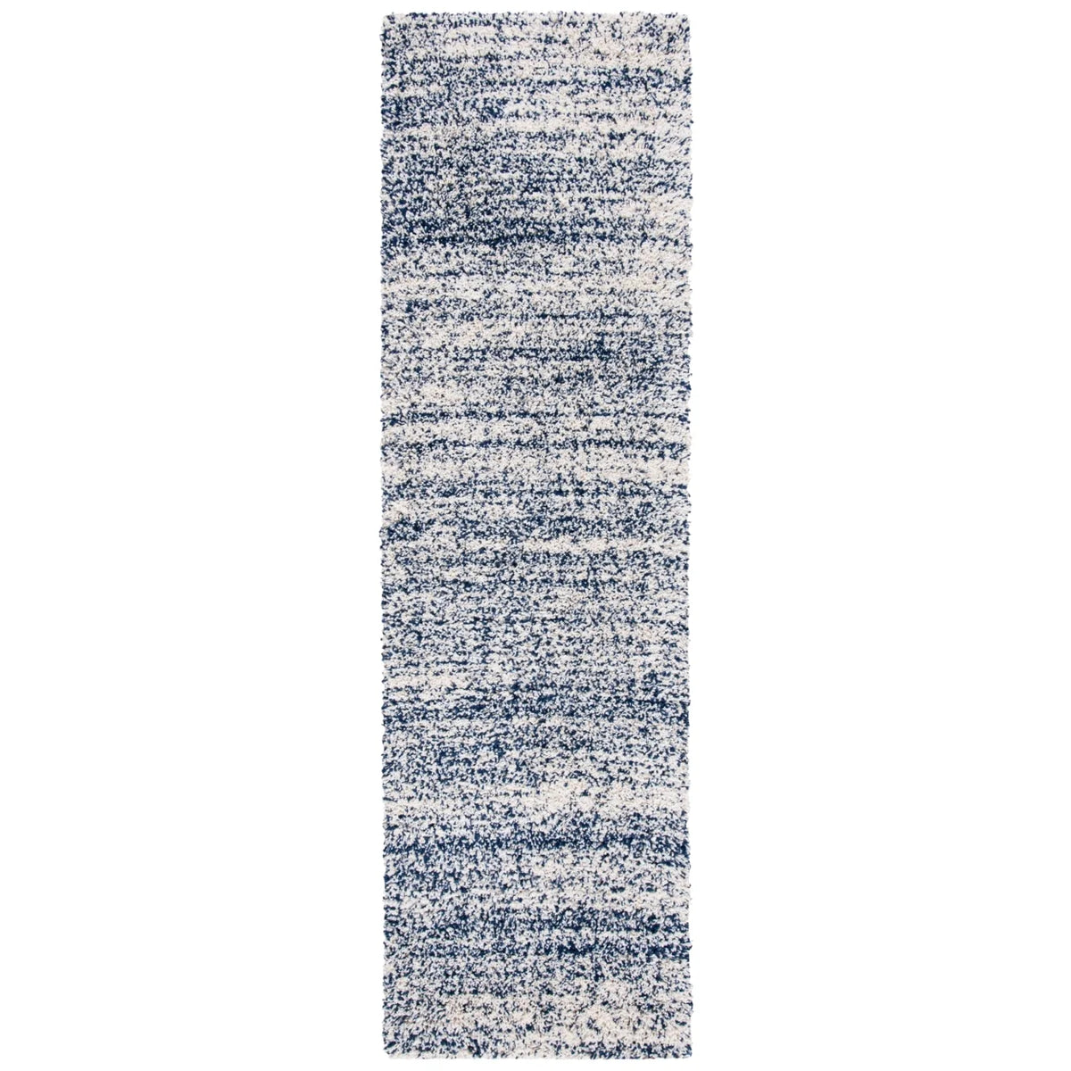 Ivory/Navy Striped Shag Area Rug Y1103