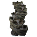 Gray Lighted Rock Outdoor Garden Water Fountain F38971