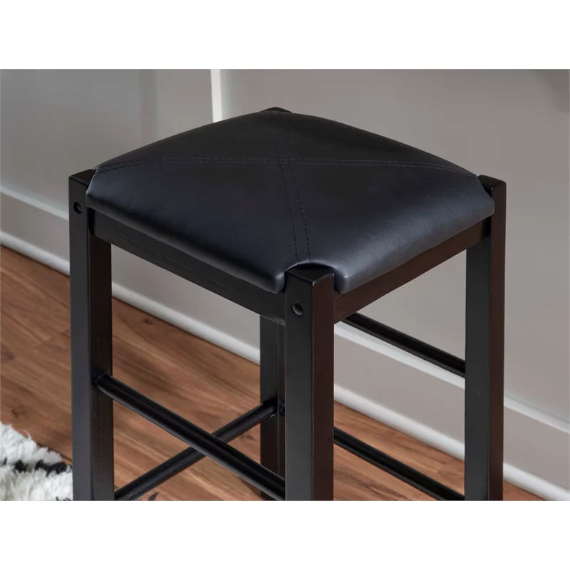 Set of Two 25" Backless Faux Leather Counter Stools N3881
