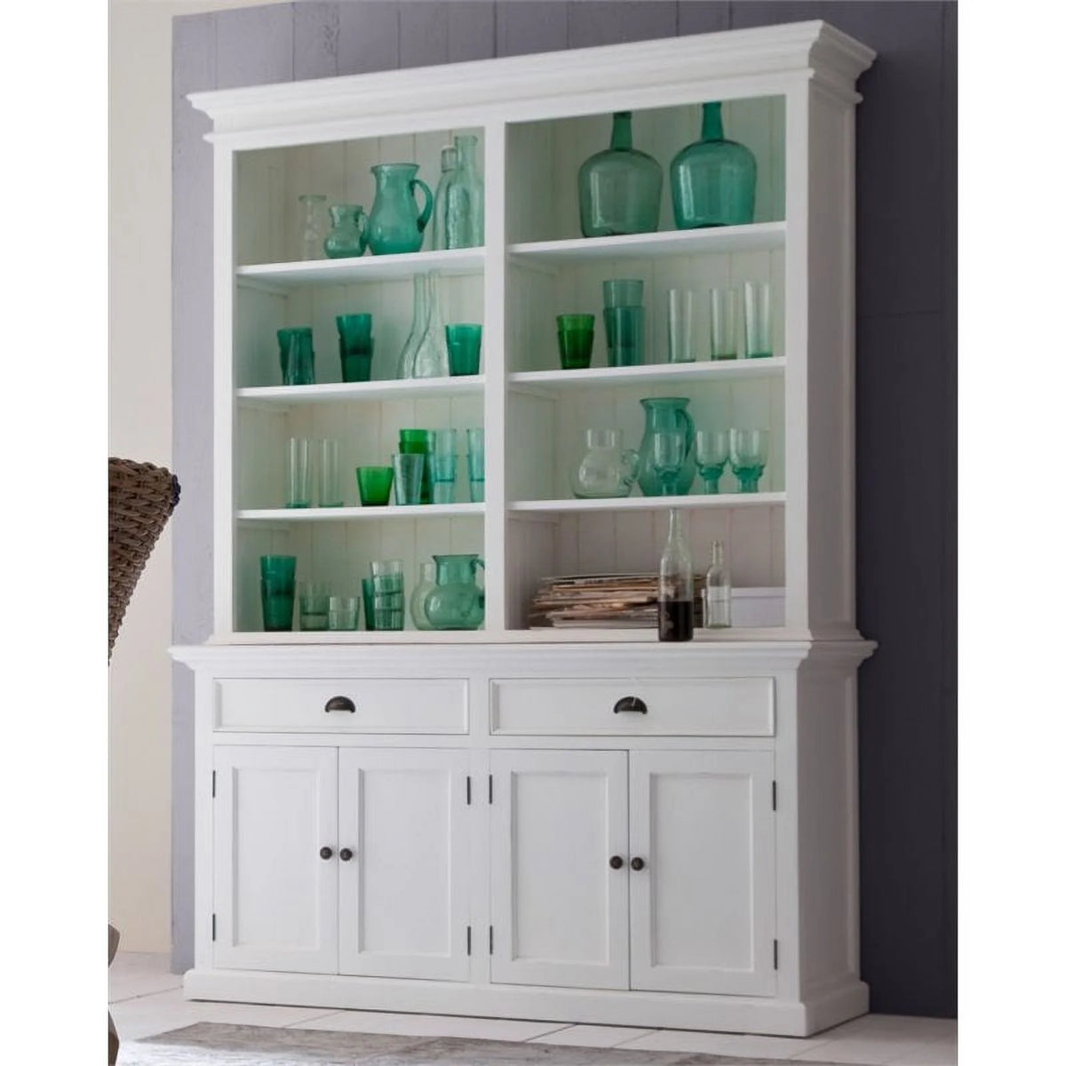 Storage Cabinet with Hutch in Pure White O903