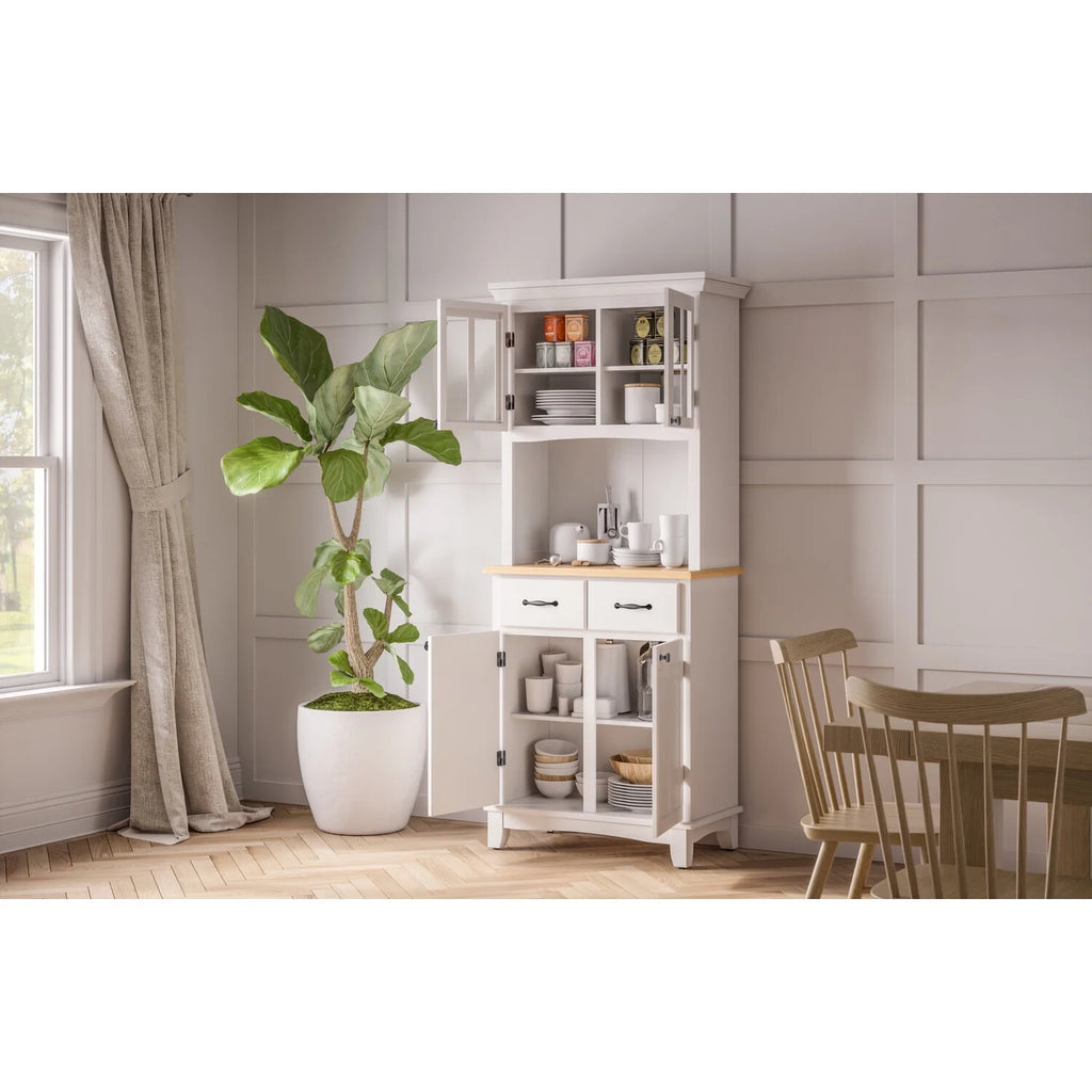 Off White Wood Buffet With Hutch S195