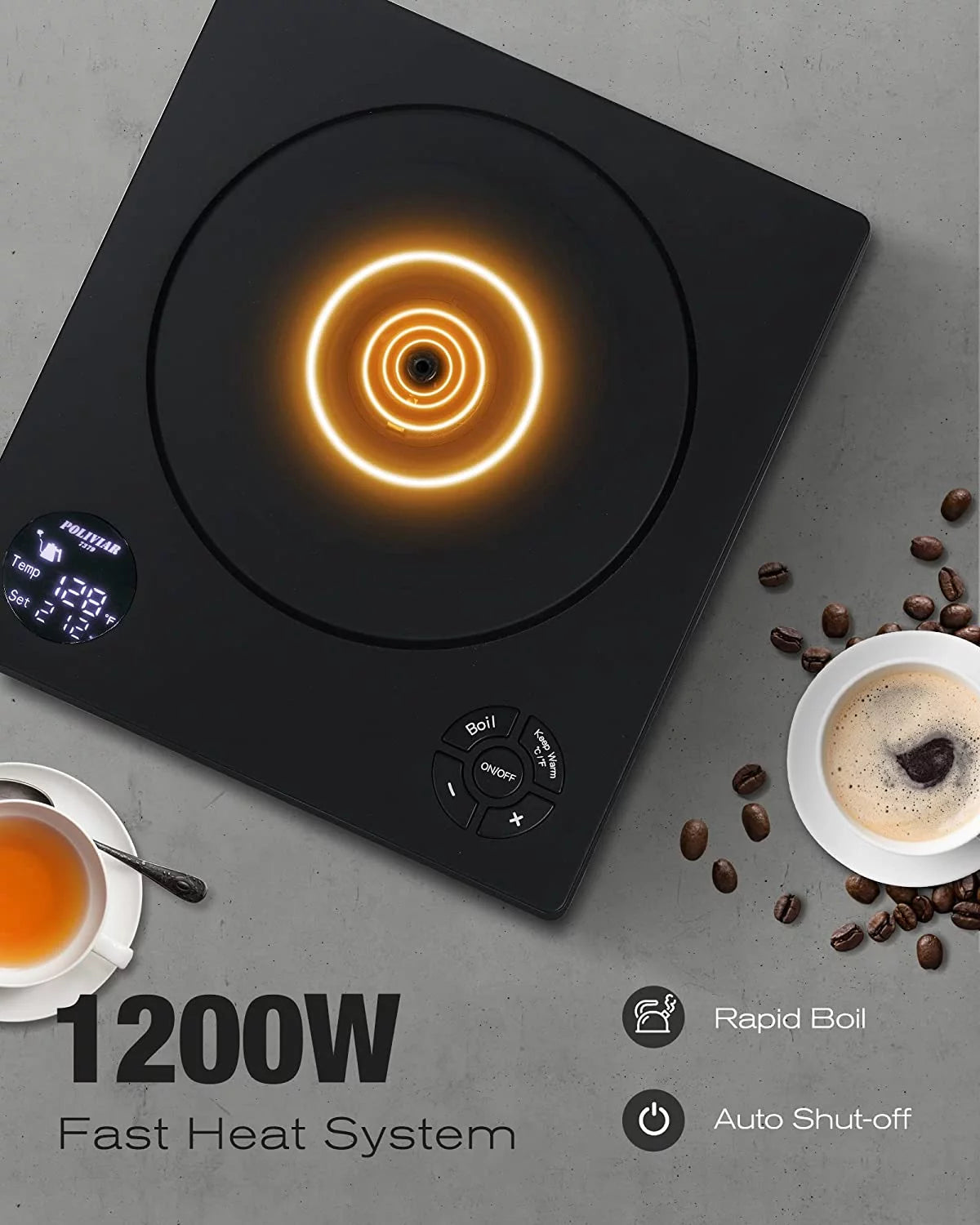 1200W Electric Gooseneck Kettle with Wood Handle R4942