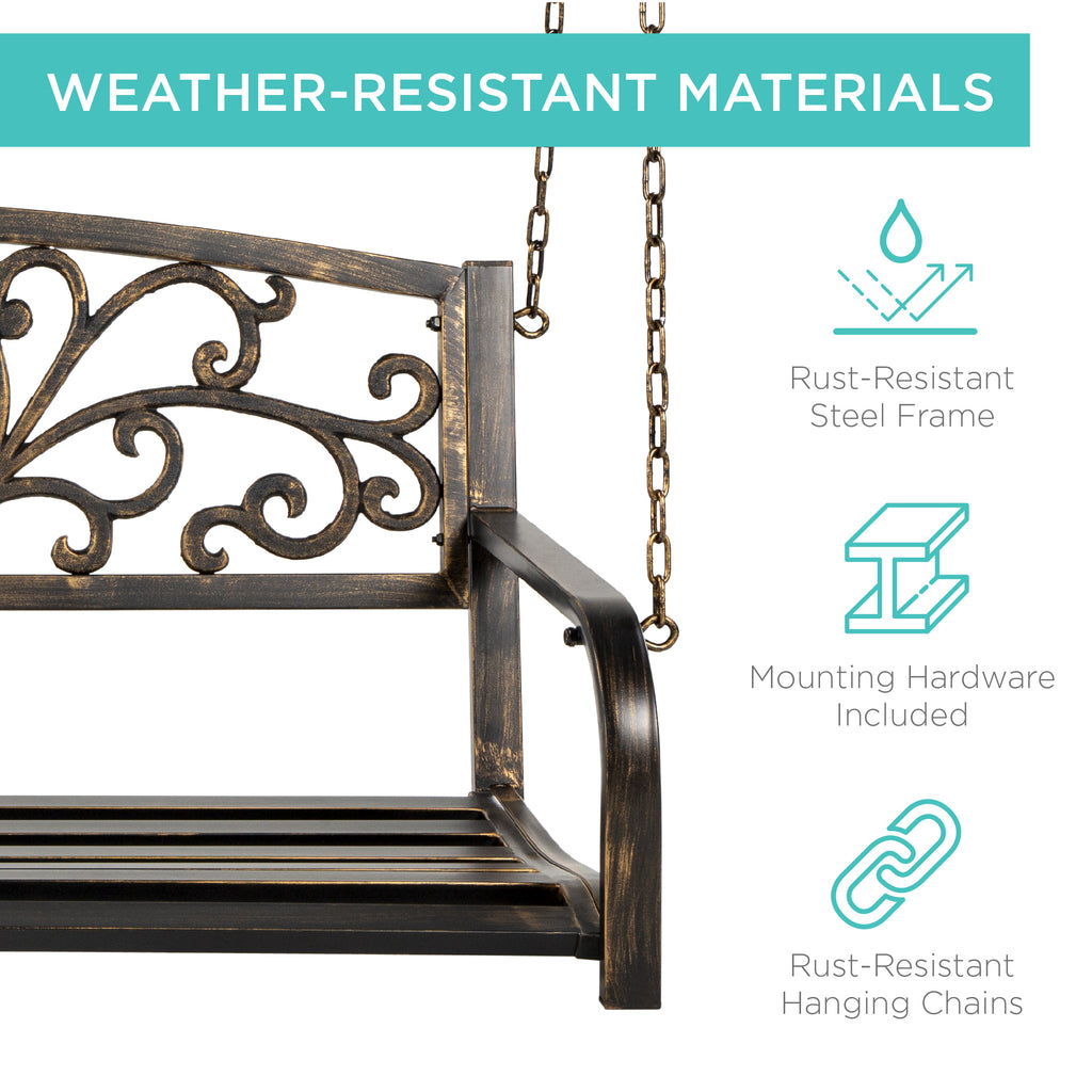 Bronze Metal Outdoor Porch Swing R86605