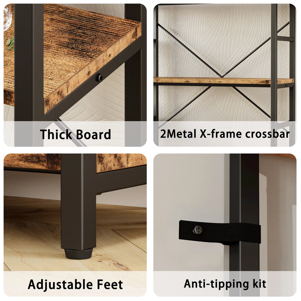 5-Tier Corner Bookcase with Metal Frame Y123