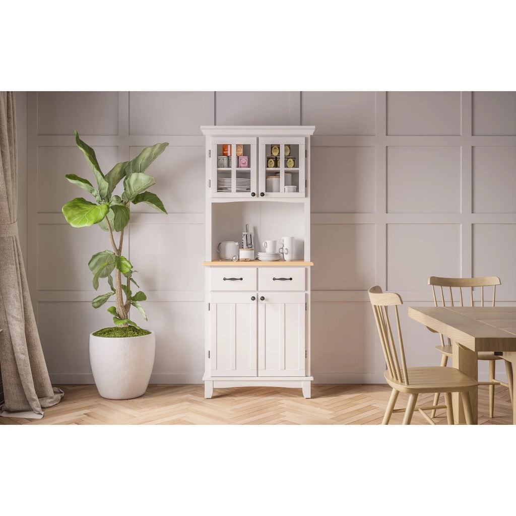Off White Wood Buffet With Hutch S195