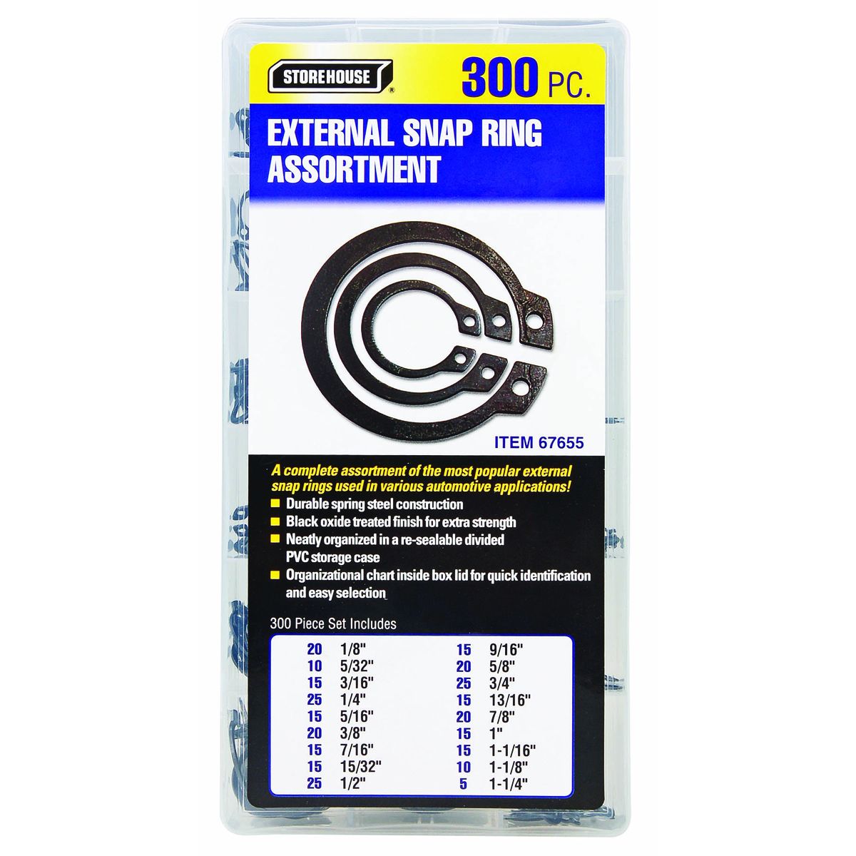 300-Piece External Retaining Ring Assortment R68684