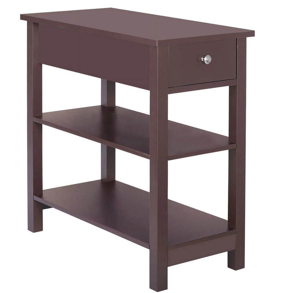 Brown Narrow End Side Table with Drawer U769519