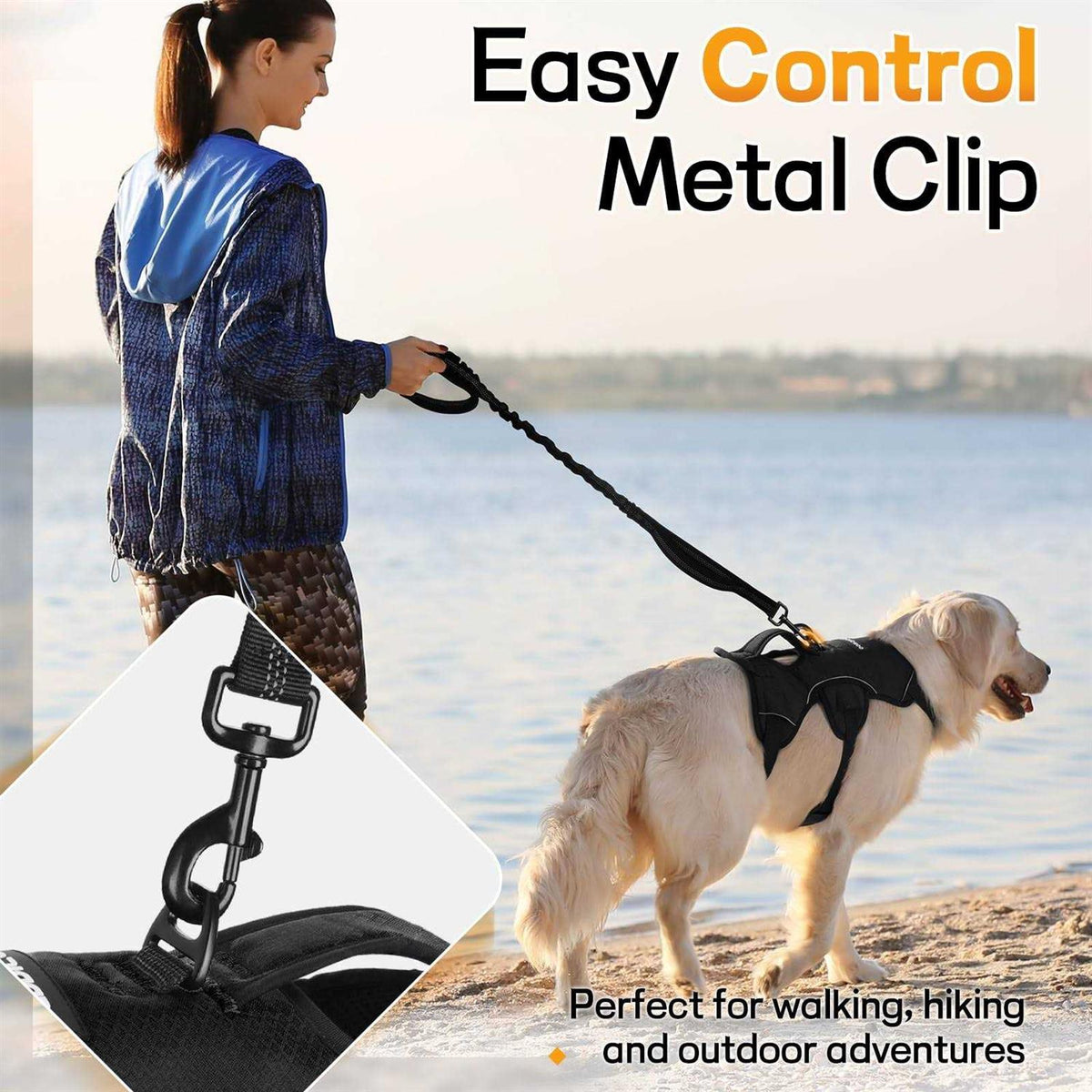 Adjustable Soft Padded Dog Harness with 2 Leash Clips P3509