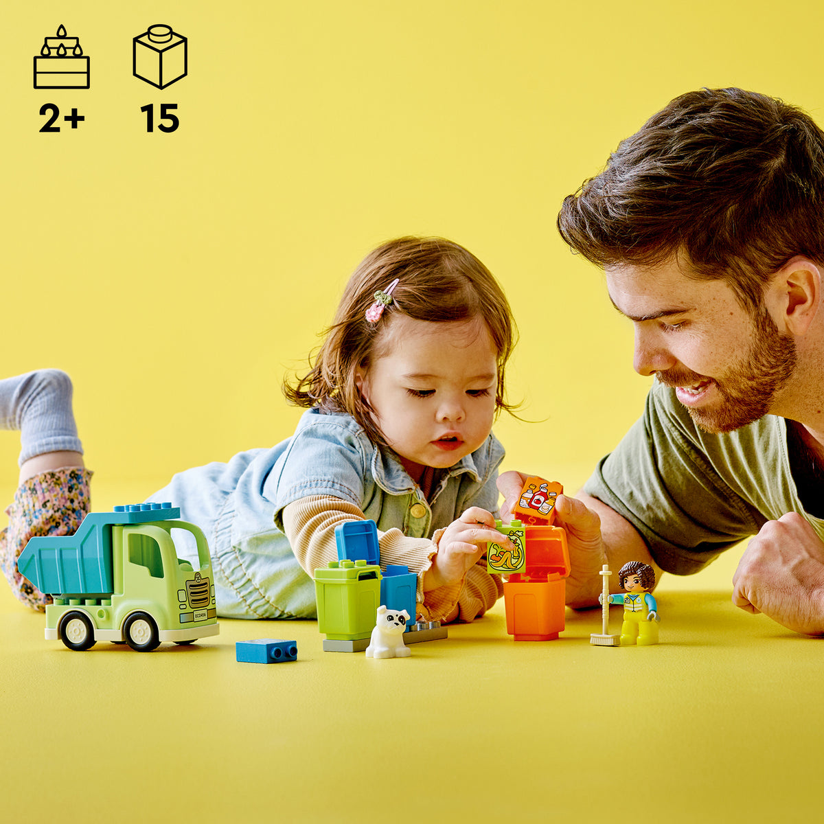 Recycling Truck Building Toy Set with 3 Sorting Bins H73973