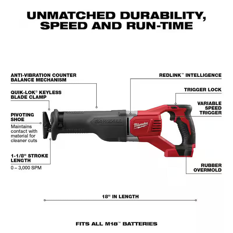 18V Cordless Reciprocating Saw with Blade Set H376