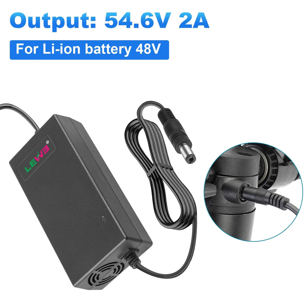 54.6V 2A Power Charger for 48V Electric Bicycles E-bike Lithium Battery T50838