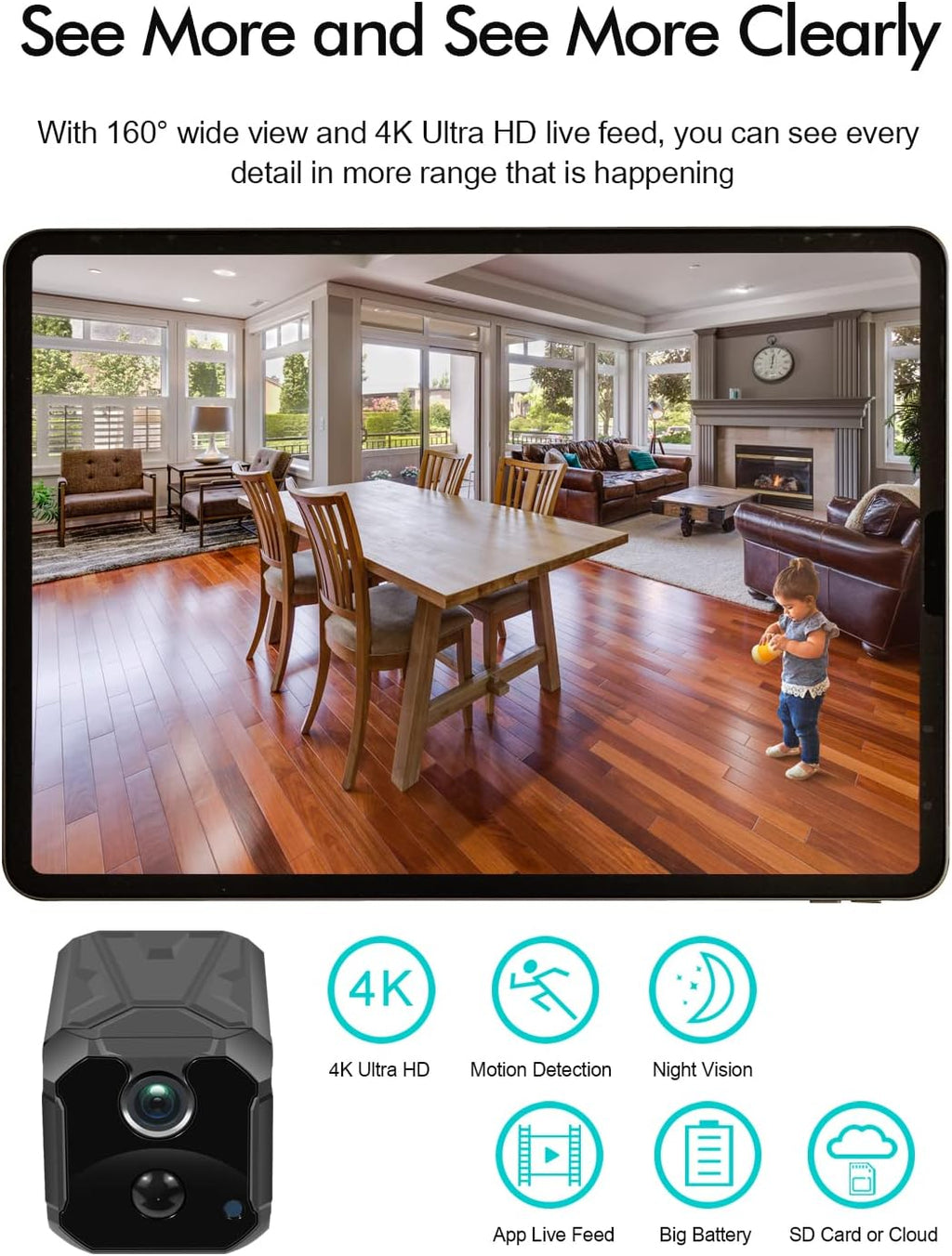 4K UHD Wireless Security Camera, Pack of 2 B102030
