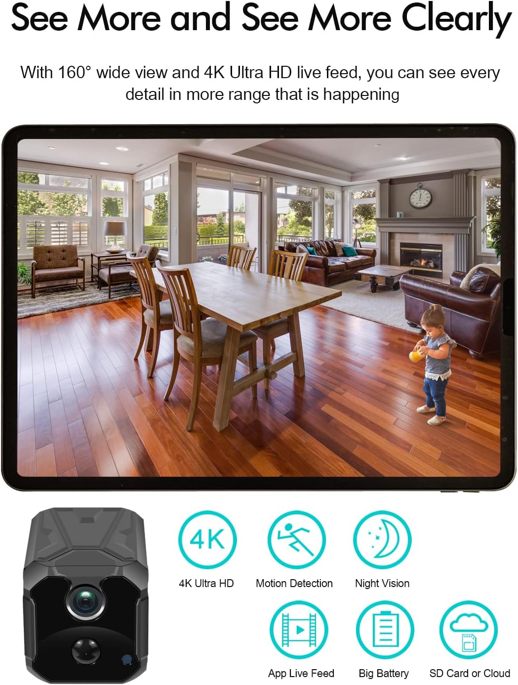 4K UHD Wireless Security Camera, Pack of 2 B102030