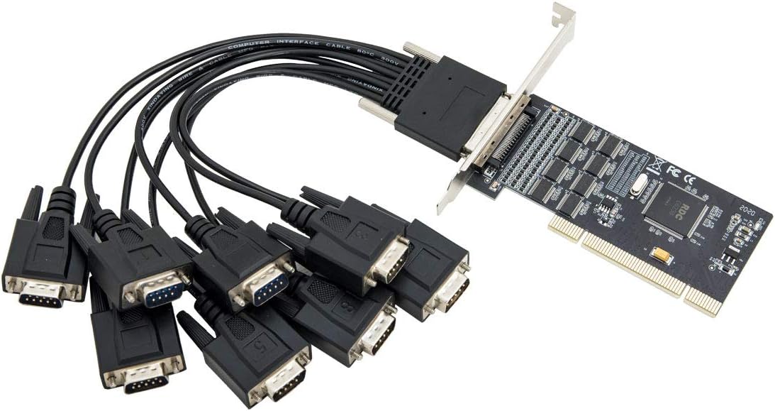 8 Port Serial DB9 RS-232 PCI Controller Card Pack of 2 W2728