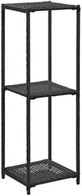 Black Standing Bookshelves Display Rack 11.8"x11.8"x35.4" Poly Rattan S3697