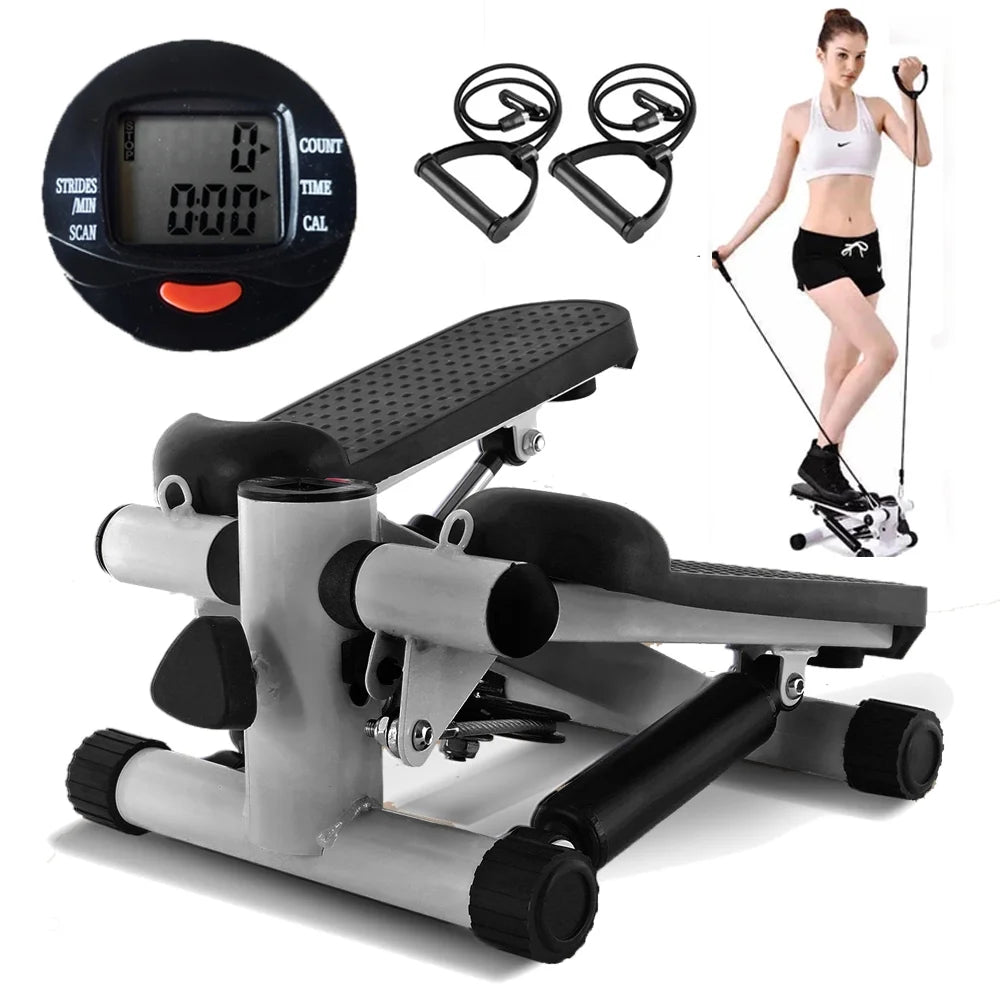Gray Mini Stepper Air Stair Climber Exercise Machine with Resistance Band L560138