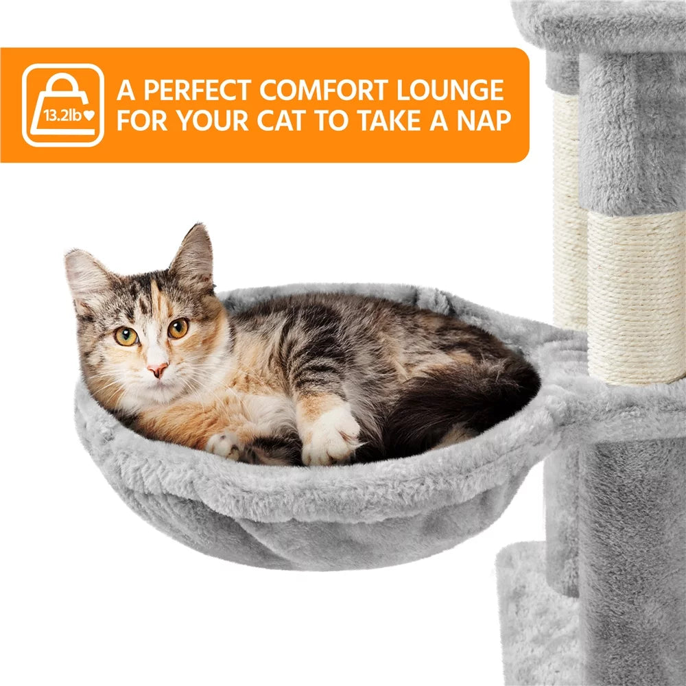 Light Gray Multi Level Cat Tree with 2 Condos S32494