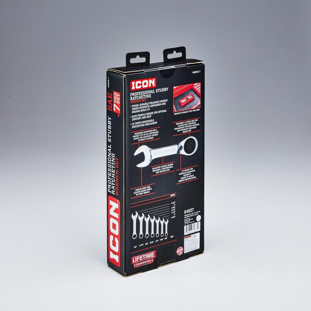 7 Piece SAE Ratcheting Combination Wrench Set H2702