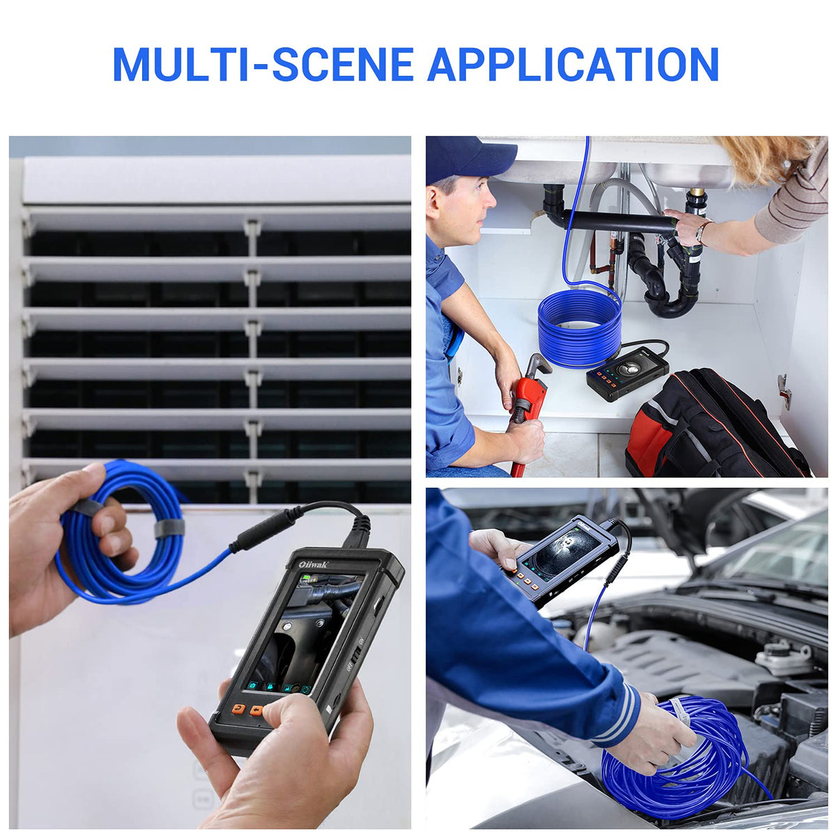 33FT 5.5mm 1080P Waterproof Industrial Endoscope Camera with Lights 4.3'' IPS Screen Pack of 2 W2470