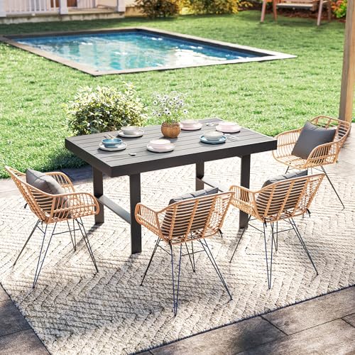 Aluminum Rectangle Metal Outdoor Coffee Table Black L84644