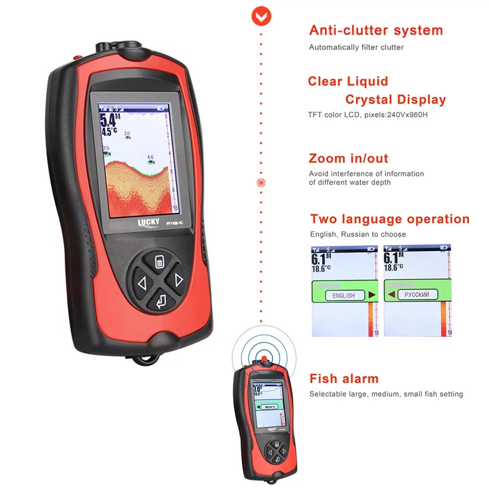 Portable Fish Finder 100M/300FT Depth Fish Alarm Wired Fish Detector Y67839