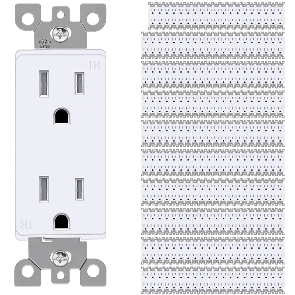 Pack of 100 White Tamper-Resistant Electrical Outlets, 15A / 125VAC / 2500W Z165300