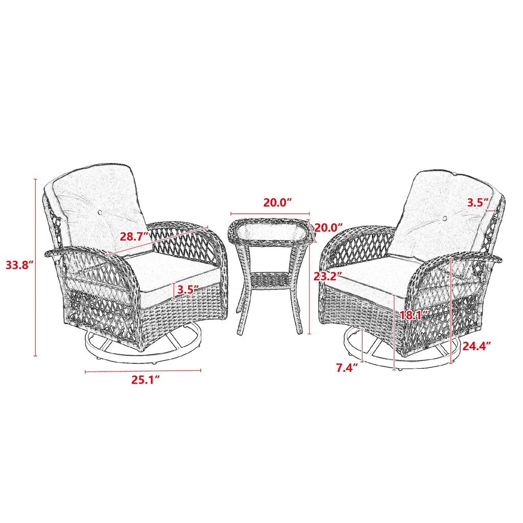 Navy Blue 3 Pc Outdoor Swivel Rocker Patio Chairs F786329
