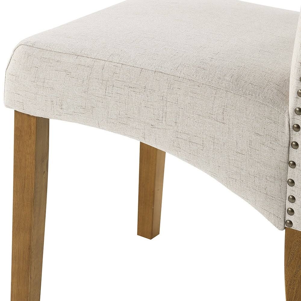Fabric Padded Side Chair with Solid Wood Legs Set of 2 E846