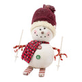 White Plush Skiing Snowman with Plaid Scarf C8858