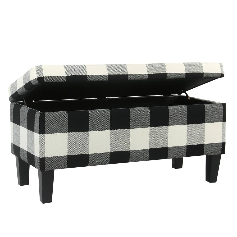 Black Plaid Decorative Storage Bench S936929