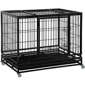Heavy Duty Dog Crate with Plastic Tray Double Doors L227924