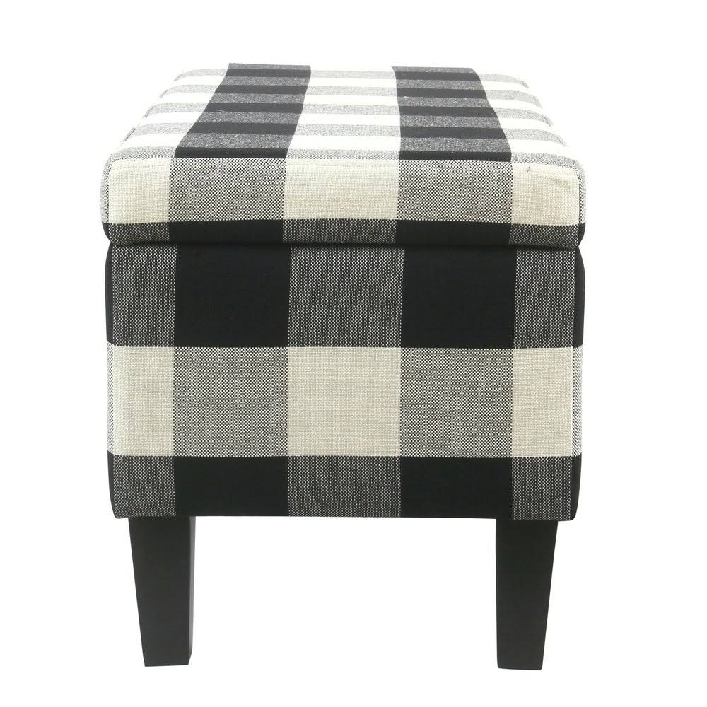 Black Plaid Decorative Storage Bench S936929