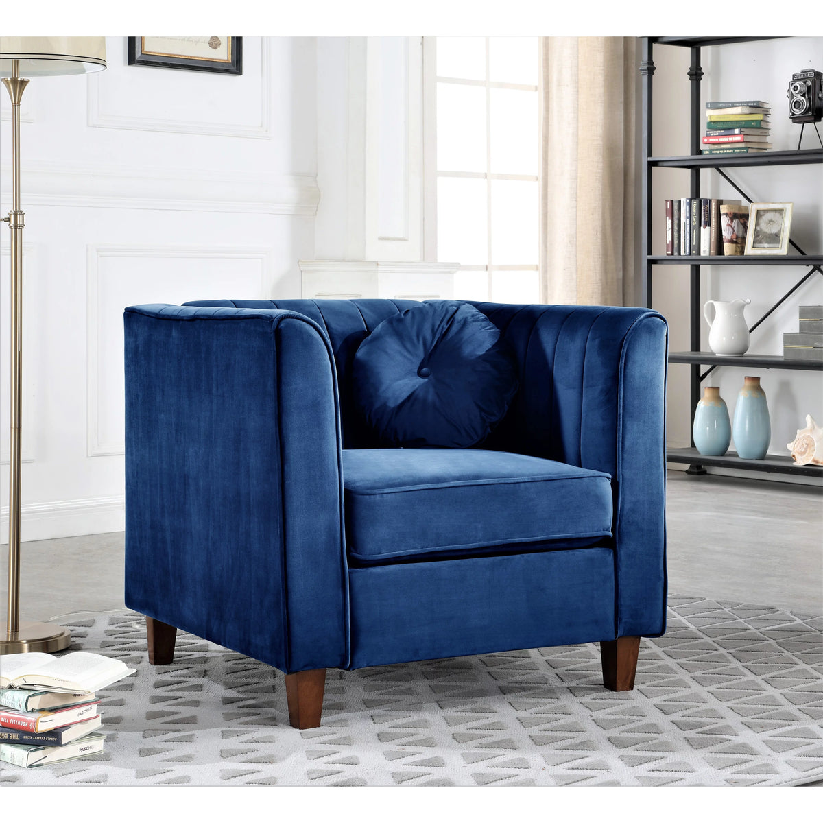 Beige Velvet Chesterfield Chair B652943