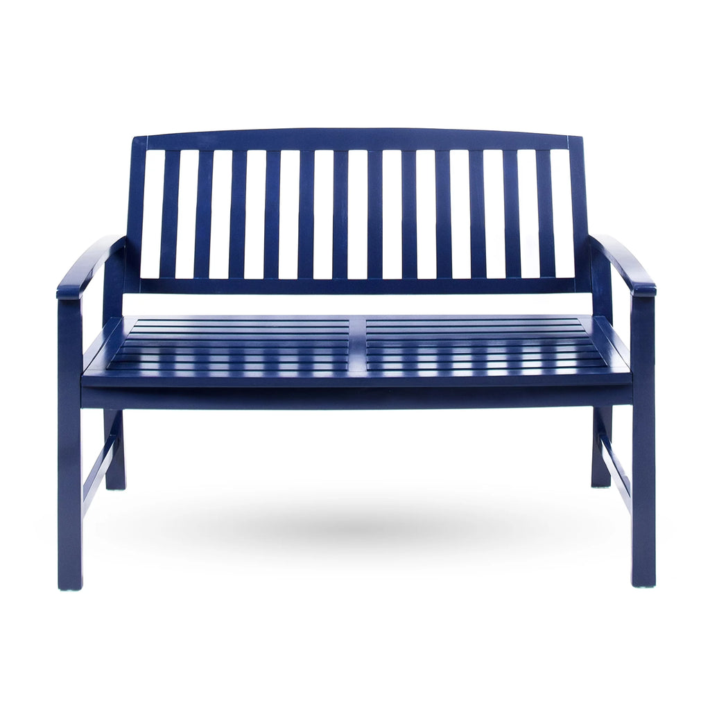 Navy Blue Acacia Wood Outdoor Bench L5865