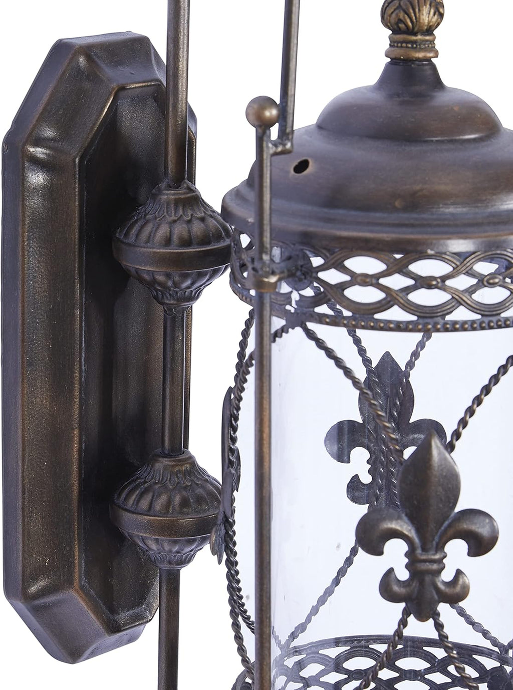 Textured Bronze Metal and Glass Floral Candle Sconce N5849