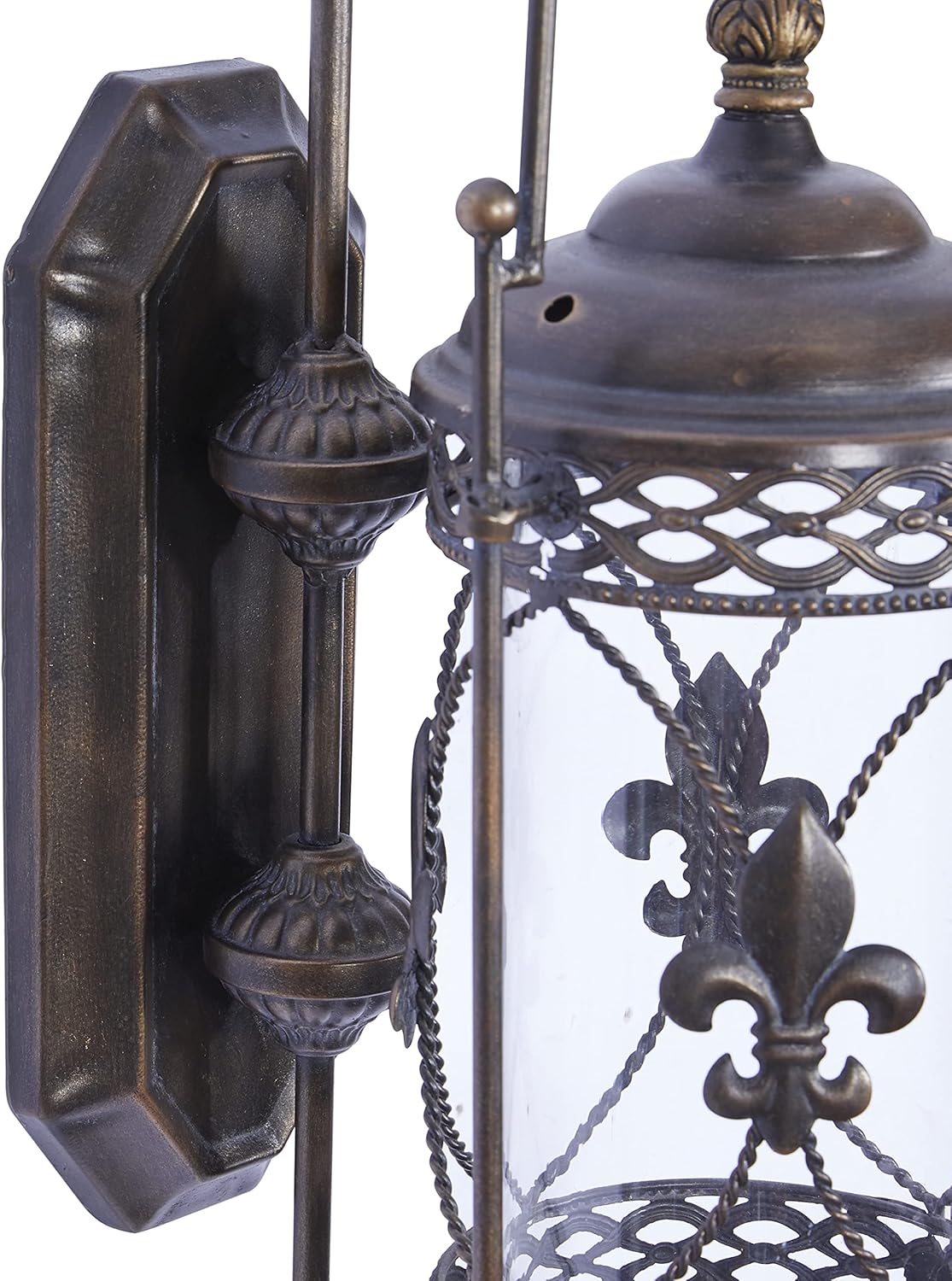 Textured Bronze Metal and Glass Floral Candle Sconce N5849