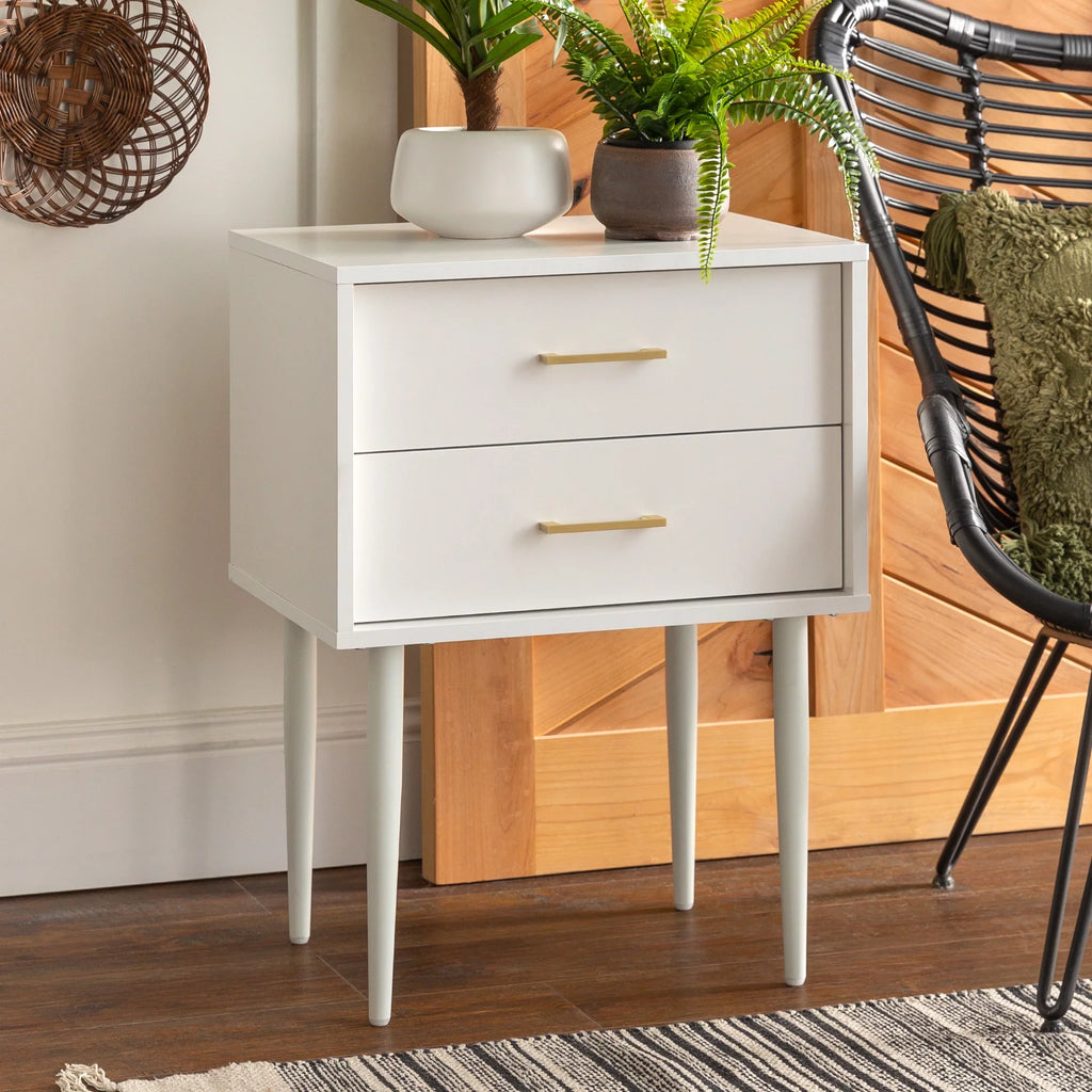 White 2 Drawer Side Table Set of 2 F428