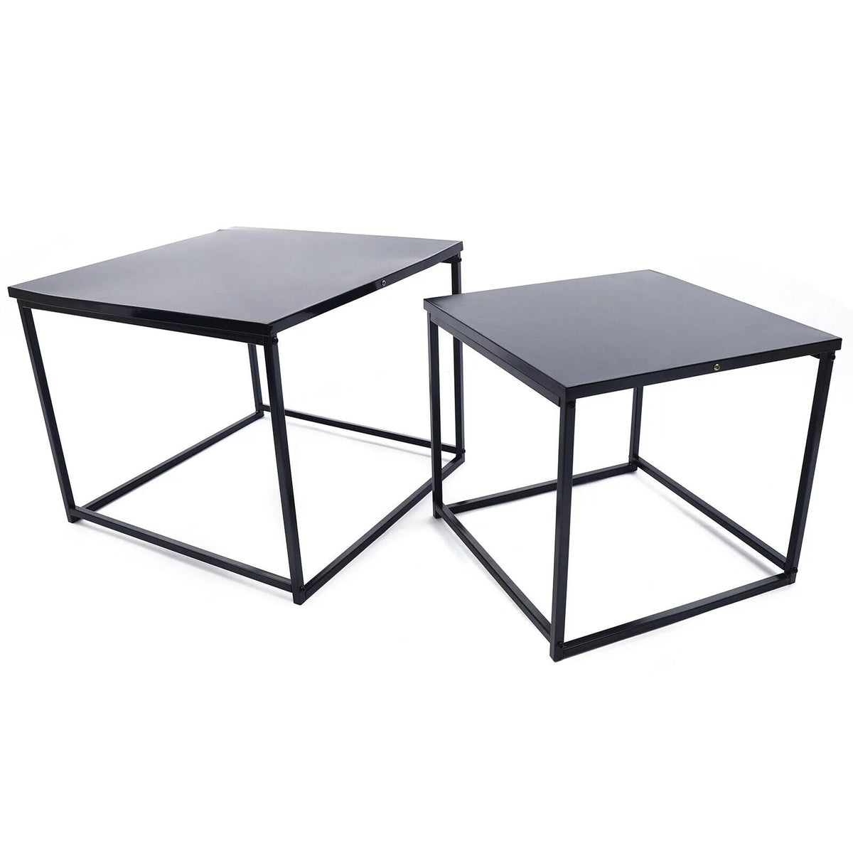2 Pcs Black Metal Square End Table J210
