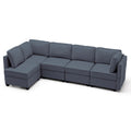 Modular Sectional Sofa with Storage Seats 5 Seater Blue Gray E5957