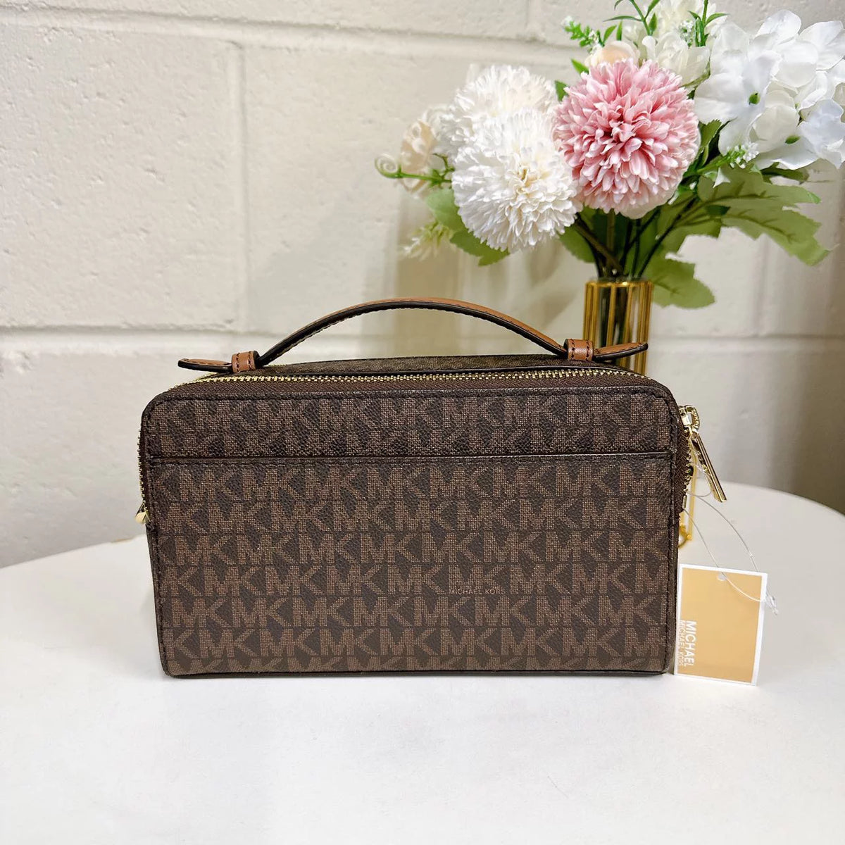 Brown Medium Double Zip Phone Crossbody Z209955