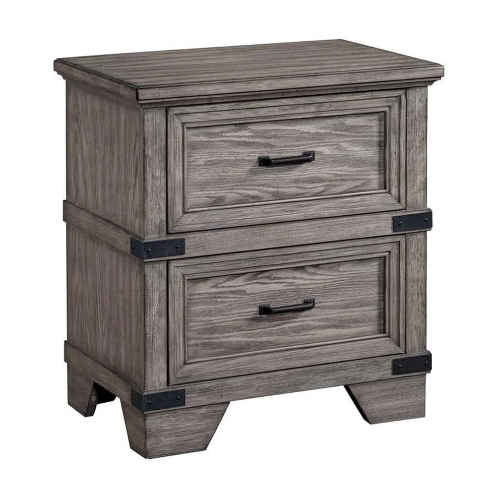 Steel Gray 2-Drawer Wood Nightstand J34390