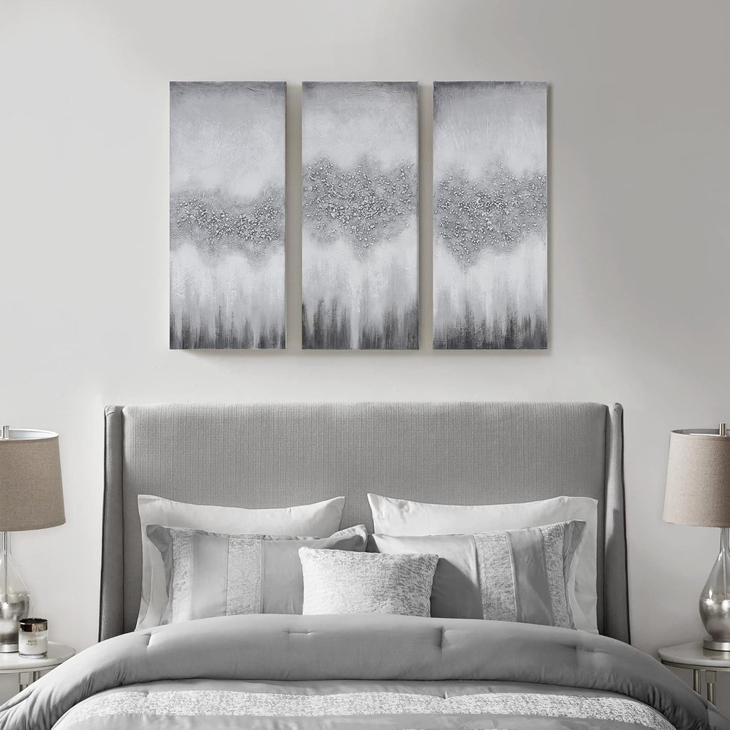 Blue Embellished Hand Painted Luminous Wall Art Canvas, 15 W x 35 H x 1.5 D Q3019