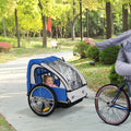 2-Seat Kids Bicycle Trailer with Steel Frame, 5-Point Safety Harnesses, Blue T98580