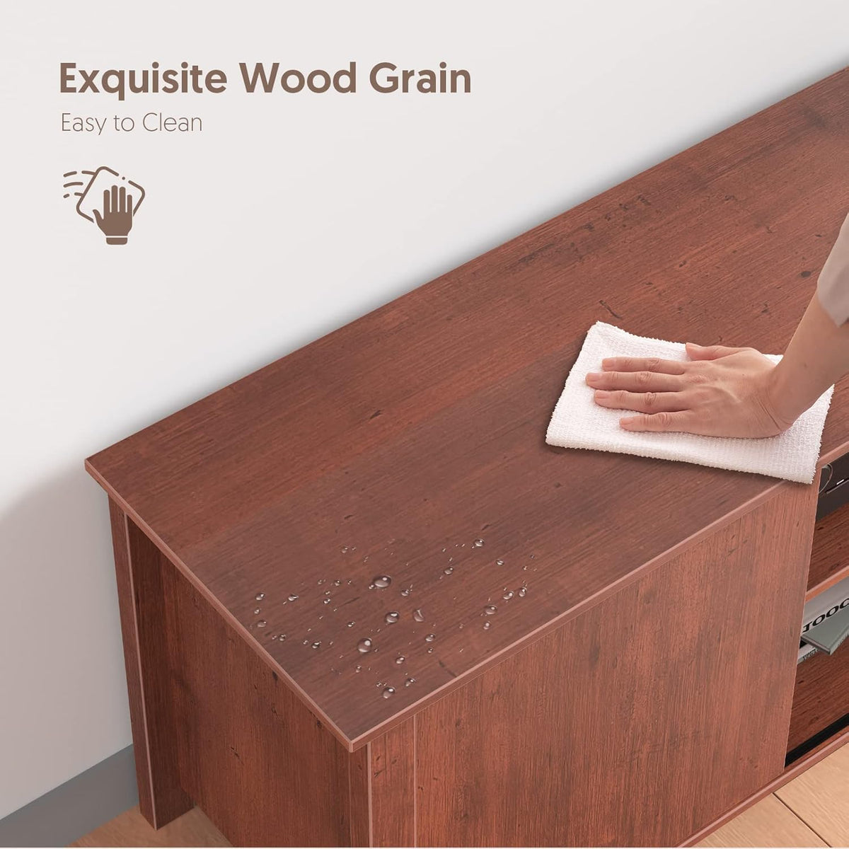 Brown Wood TV Stand with Barn Door Q29092