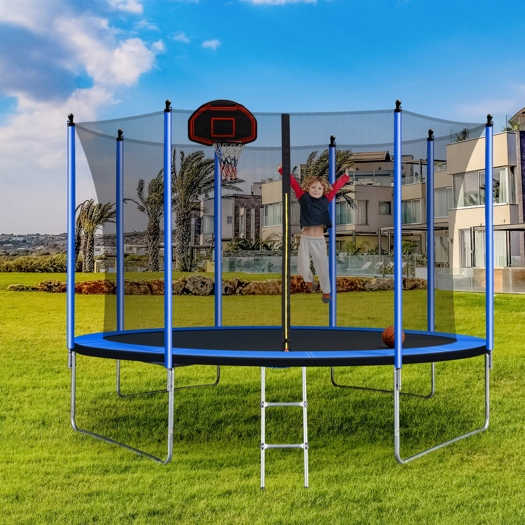 10ft Trampoline with Basketball Hoop and Ladder W10647