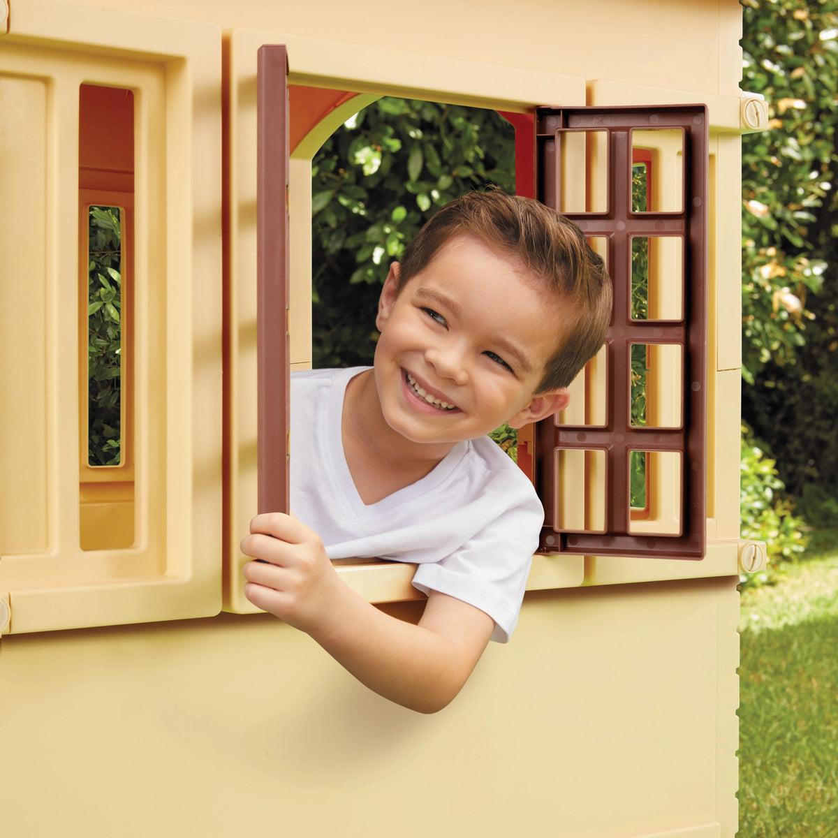 Tan Playhouse with Working Door, Windows, and Shutters R16247