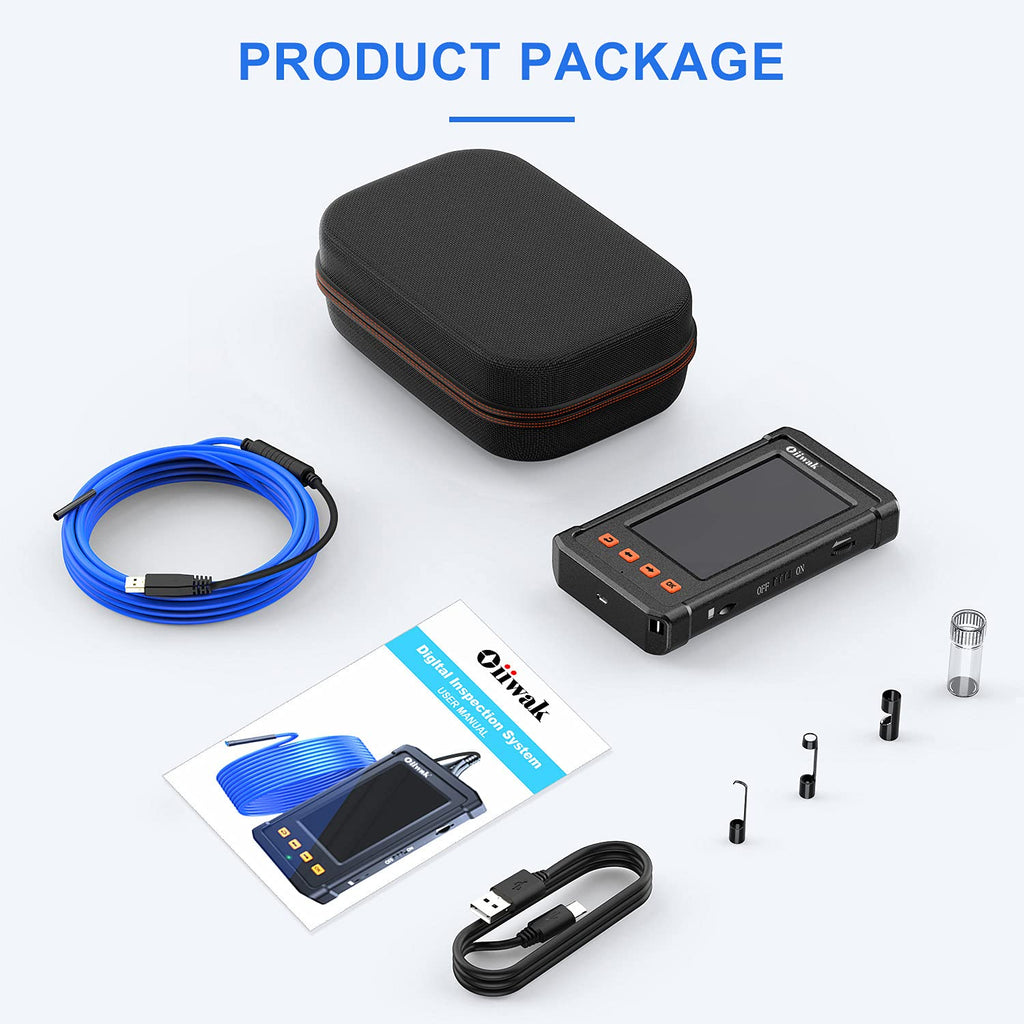 33FT 5.5mm 1080P Waterproof Industrial Endoscope Camera with Lights 4.3'' IPS Screen Pack of 2 W2470