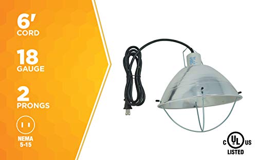 10.5 Inch Reflector Brooder Lamp with Bulb Guard and 6 Foot Cord Q242