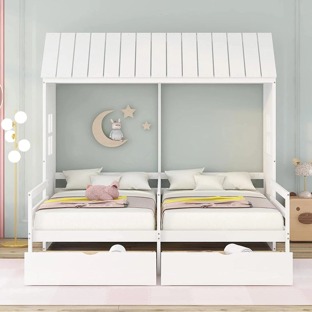 Double Bed Frames with Storage and Rails E2269